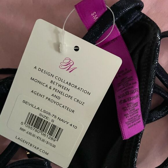 L'Agent by Agent Provocateur Sevilla Metallic Triangle Bikini Top Size Small /S - Picture 3 of 8